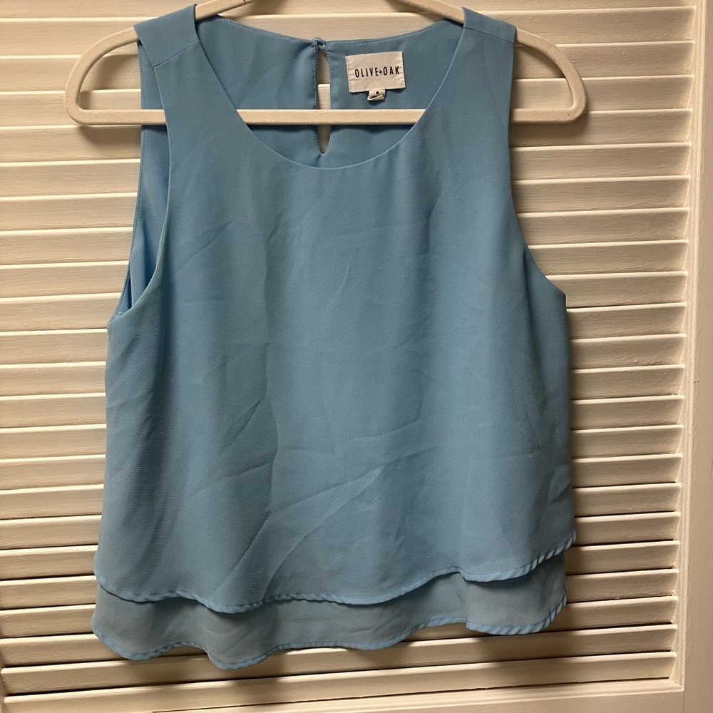 Olive & Oak Light Blue Layered Blouse